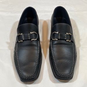 SALVATORE FERRAGAMO Men's Black Leather Shoes Size 8.5 D